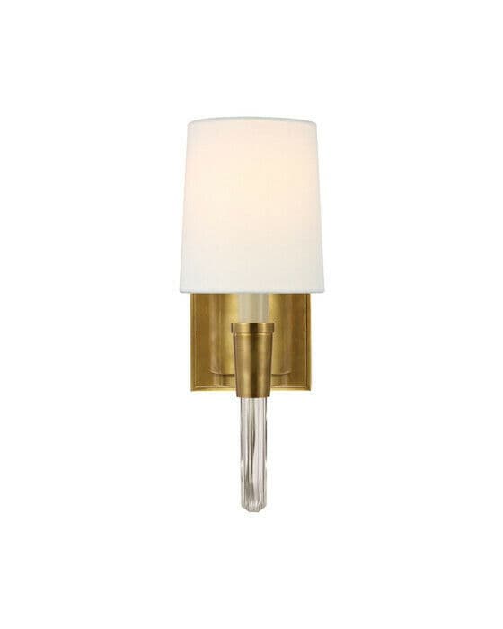 Vivian Single Sconce Antique Brass/Linen