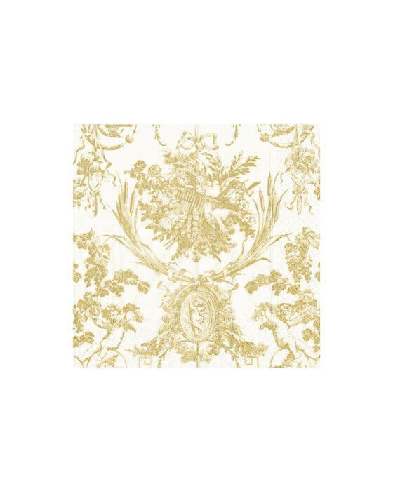 Romantic Toile serviett gull 20-pk