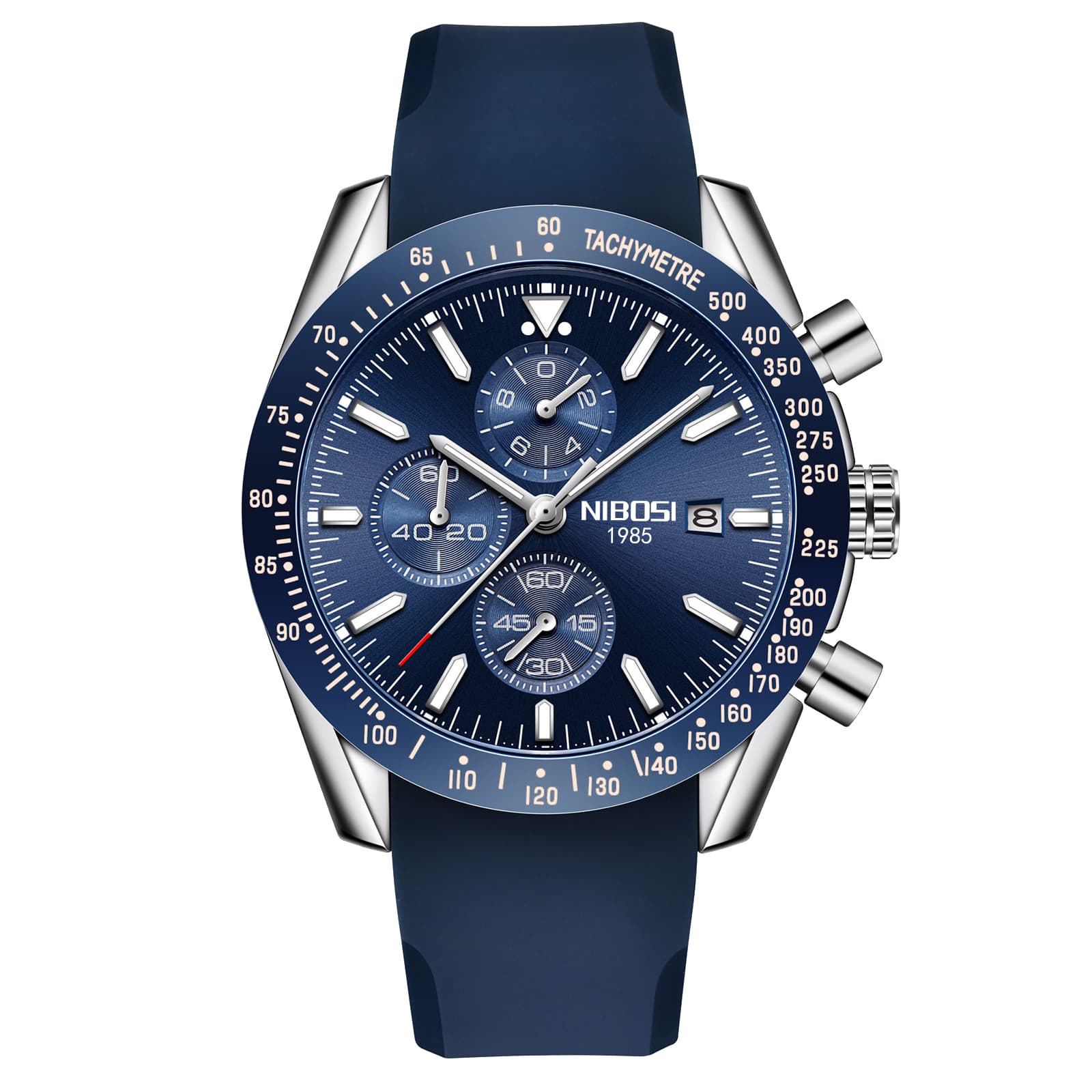 Nibosi Trackmaster Silver Blue Rubber