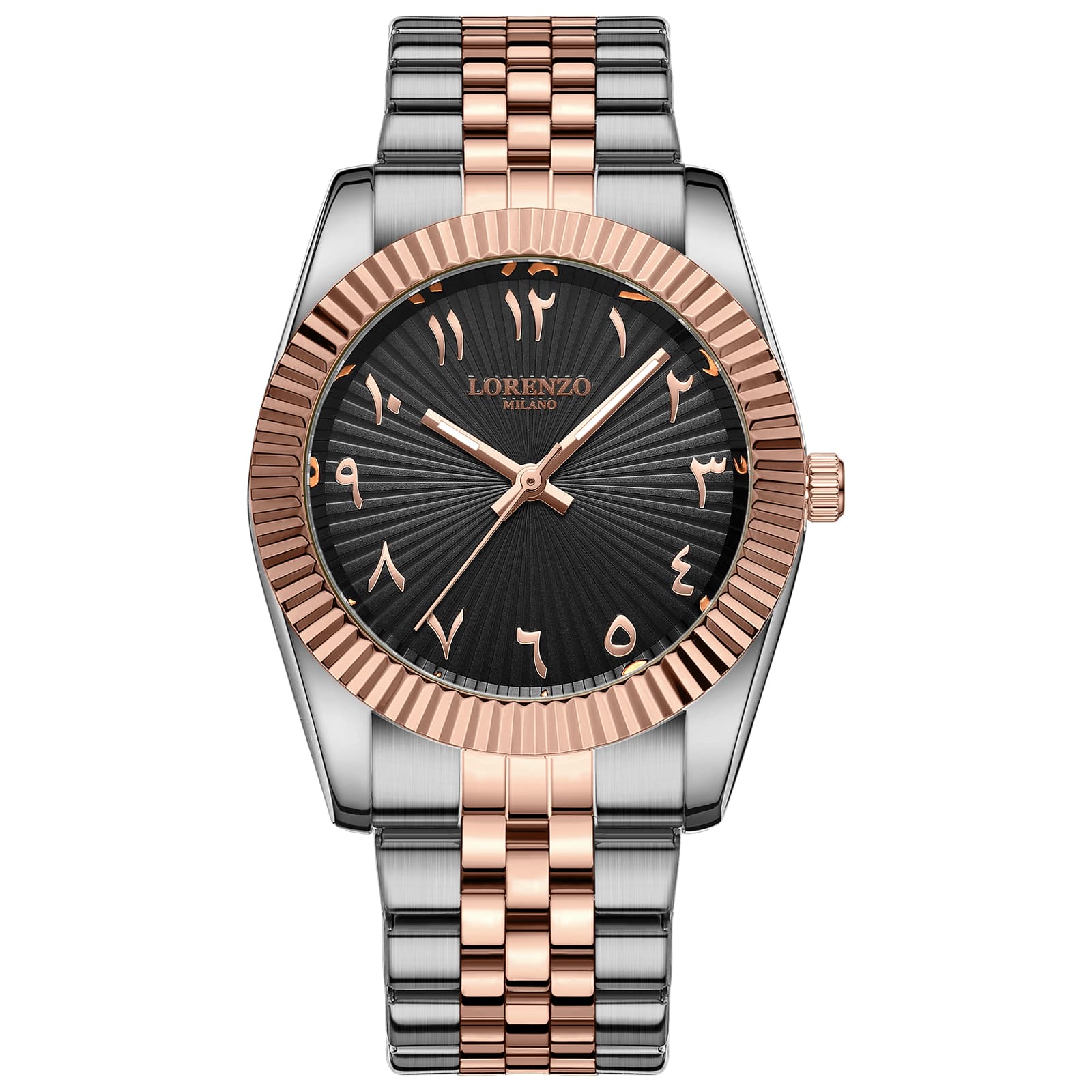Lorenzo Starburst Arabic Silver Rose Gold Black