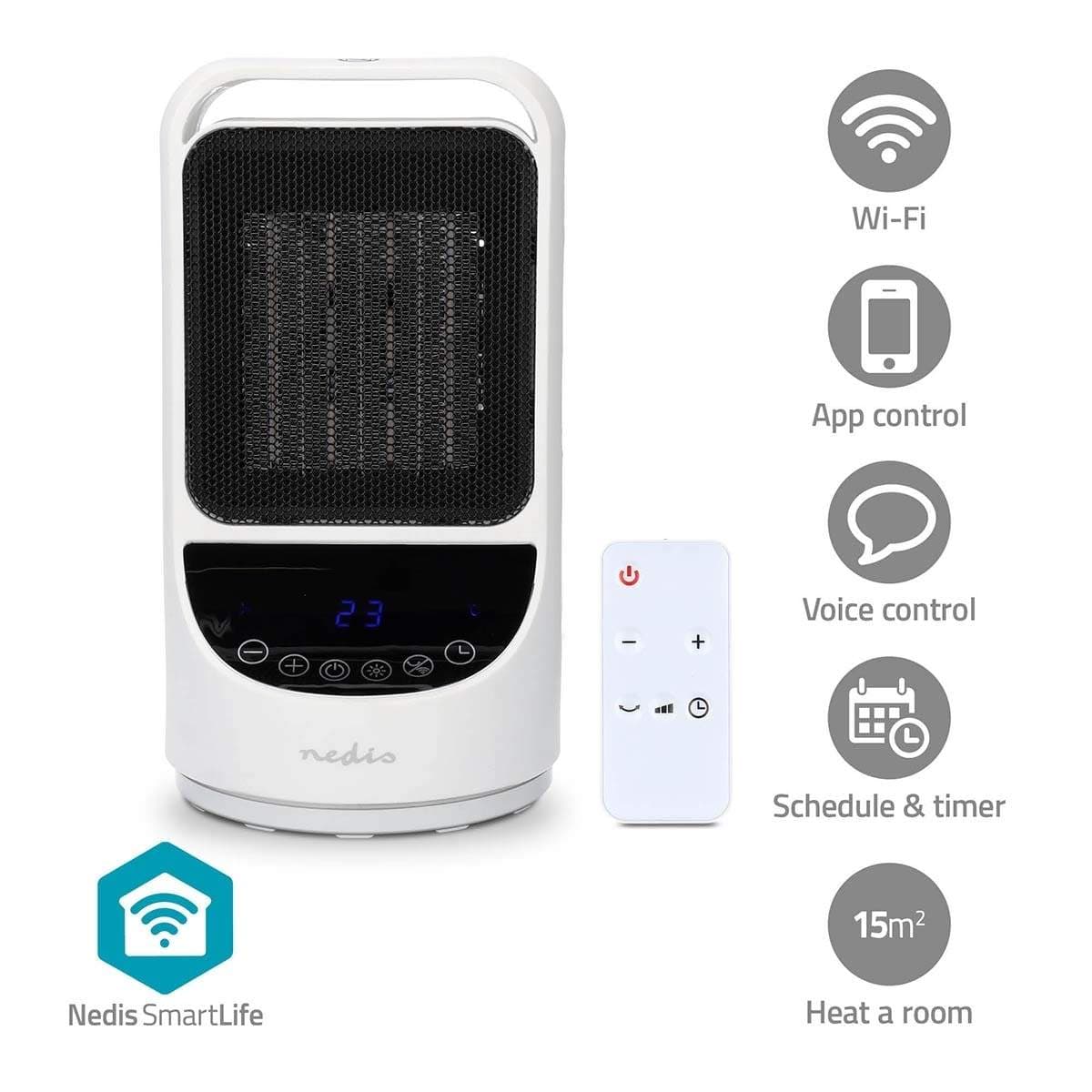 SmartLife Keramisk PTC Varmevifte | Wi-Fi | 1500 W | 2 Varmeinnstillinger | Svingning | Display | 10 - 49 °C | Android™ / IOS
