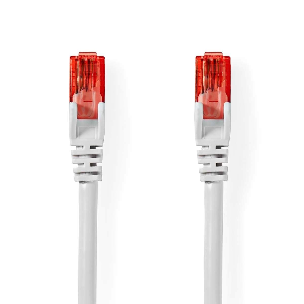 CAT6 nettverkskabel | RJ45 hann | RJ45 hann | U/UTP | 30,0 m | Runde | PVC | Hvit | Merkelapp
