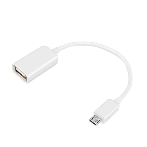 USB til Micro USB Kabel - Innebygd OTG Adapter - Hvit