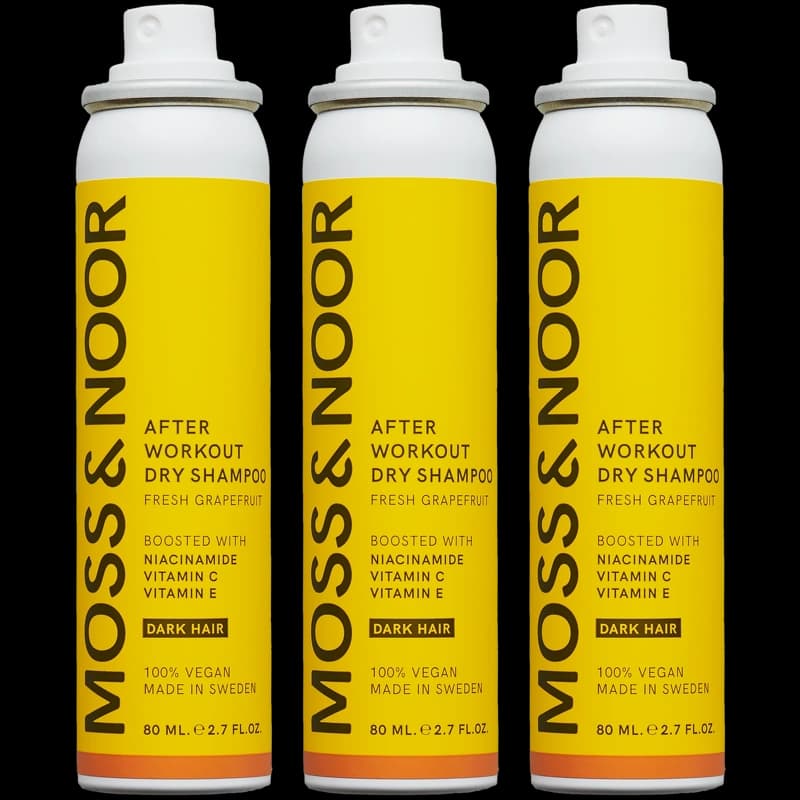 Moss & Noor After Workout Dry Shampoo Dark Hair Pocket Size 3 Pack - 3 x 240 ml - 3 x 80 ml