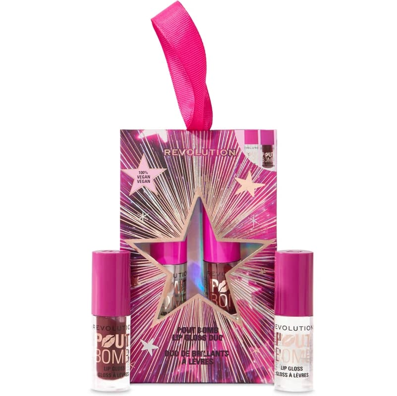 Makeup Revolution Pout Bomb Plumping Mini Lip Gloss Set 2,8 ml - Nude