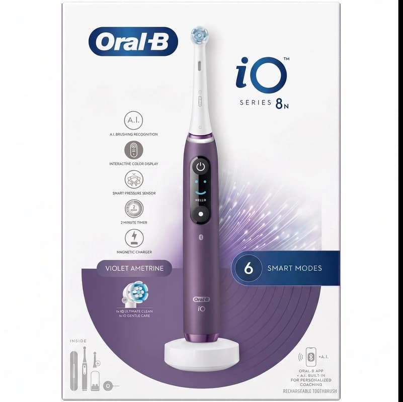 Oral-B iO8 Electric Toothbrush With Travel Case - Violet Ametrine
