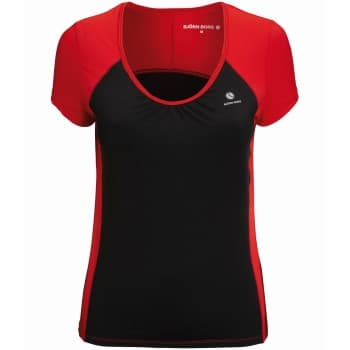 Björn Borg Wake S-S Tee Chinese Red Svart/Rød polyester Small Dame