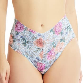 Hanky Panky Truser 2P Signature Lace Print Retro Thong Blå Mønster nylon One Size Dame
