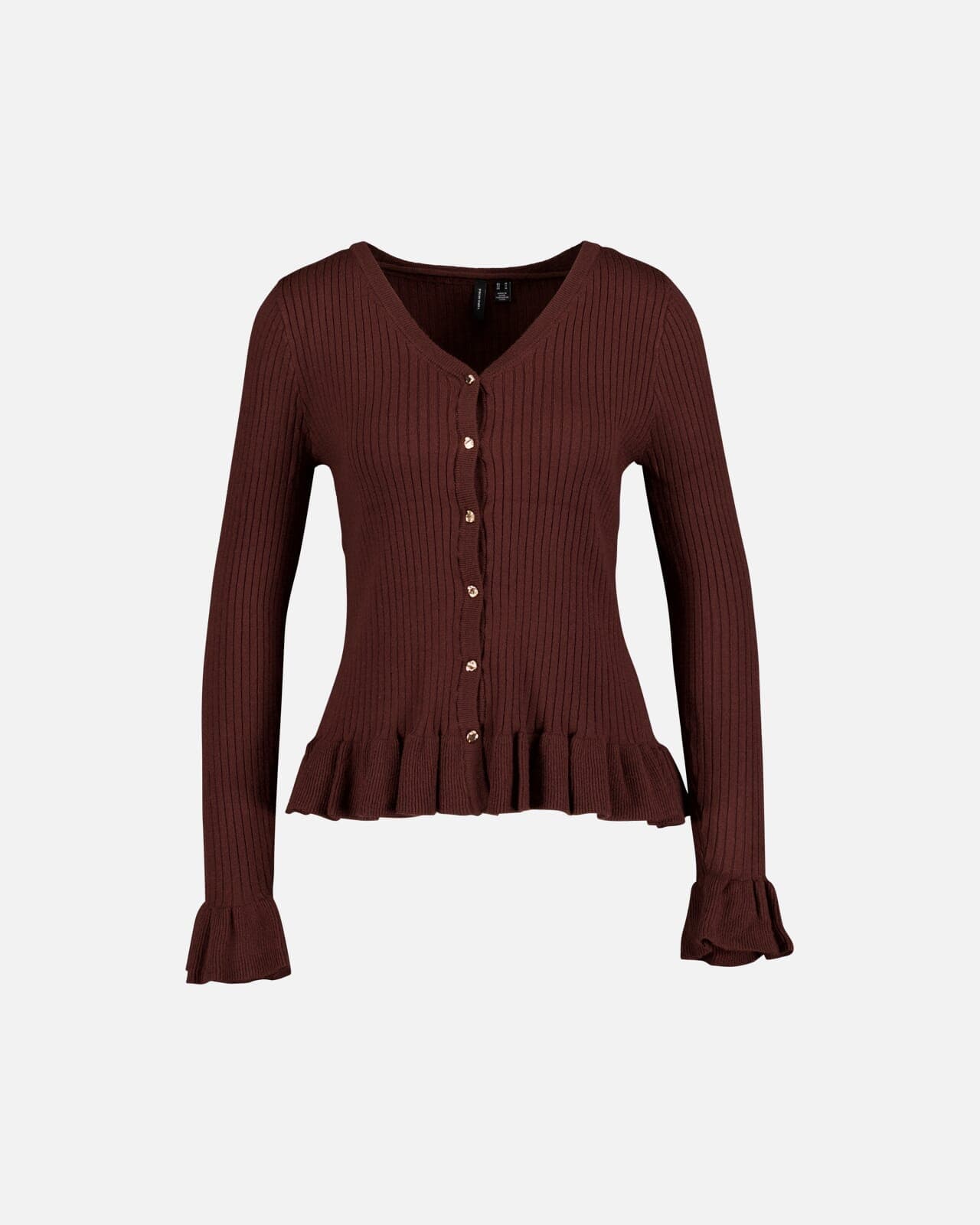 VERO MODA Strikket Cardigan Karla Frill, XS, VERO MODA Cardigan Brun XS