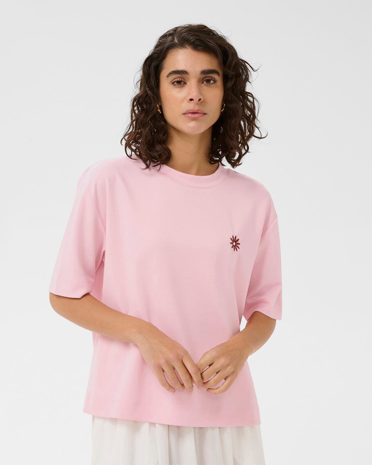 KAFFE T-skjorte Annie Embroidery, XXL, KAFFE T-skjorte Rosa XXL