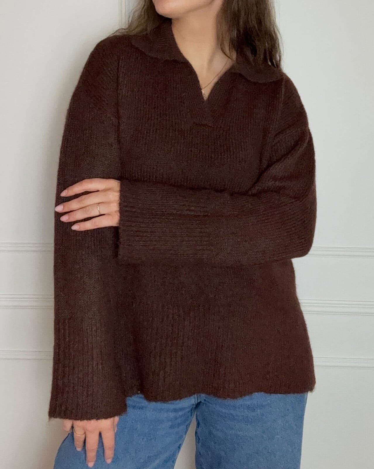 ONLY Strikkegenser Maggie Polo, M, ONLY Strikkegenser Brun M