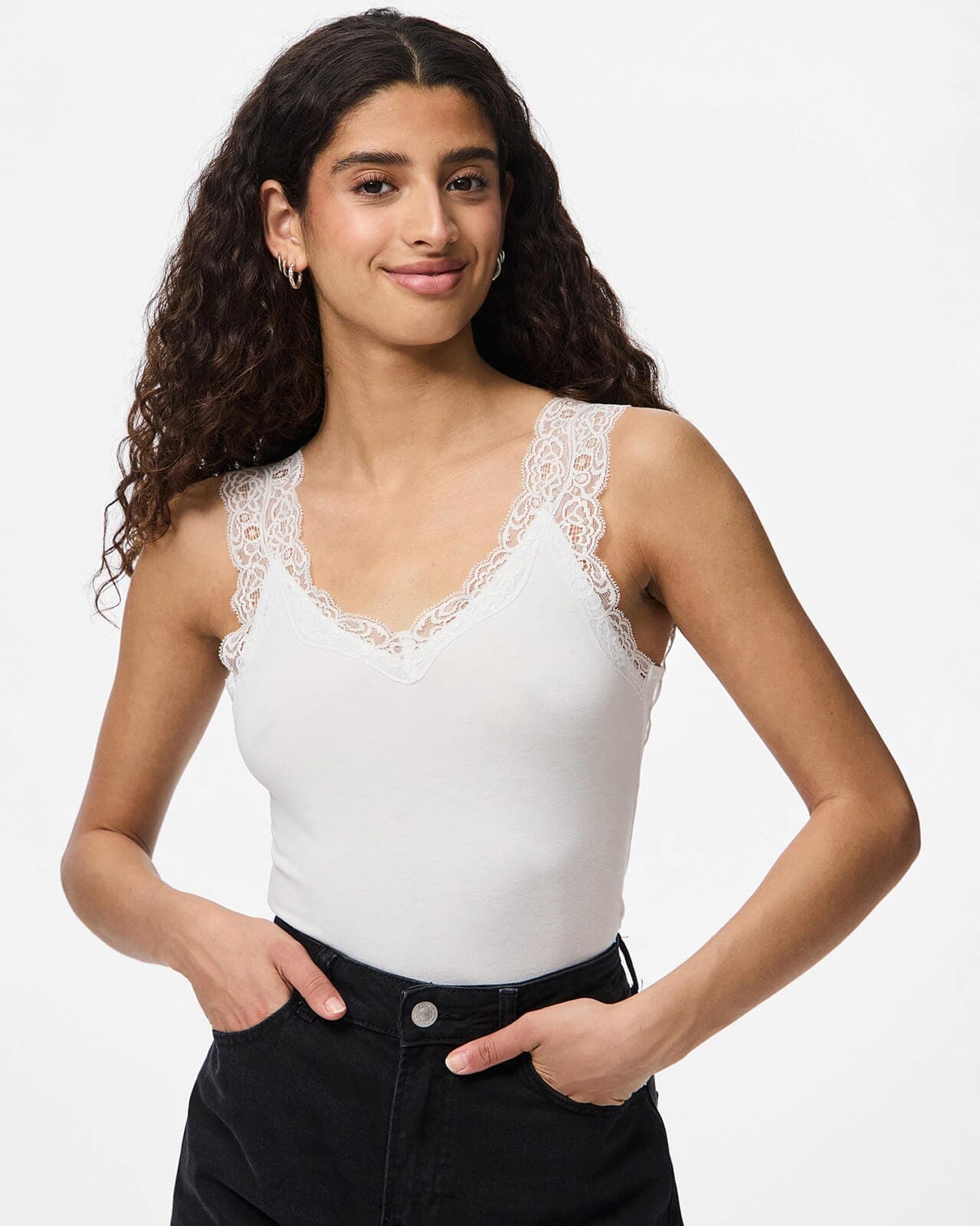 PIECES Topp Barbera Lace, XL, PIECES Topp Hvit XL