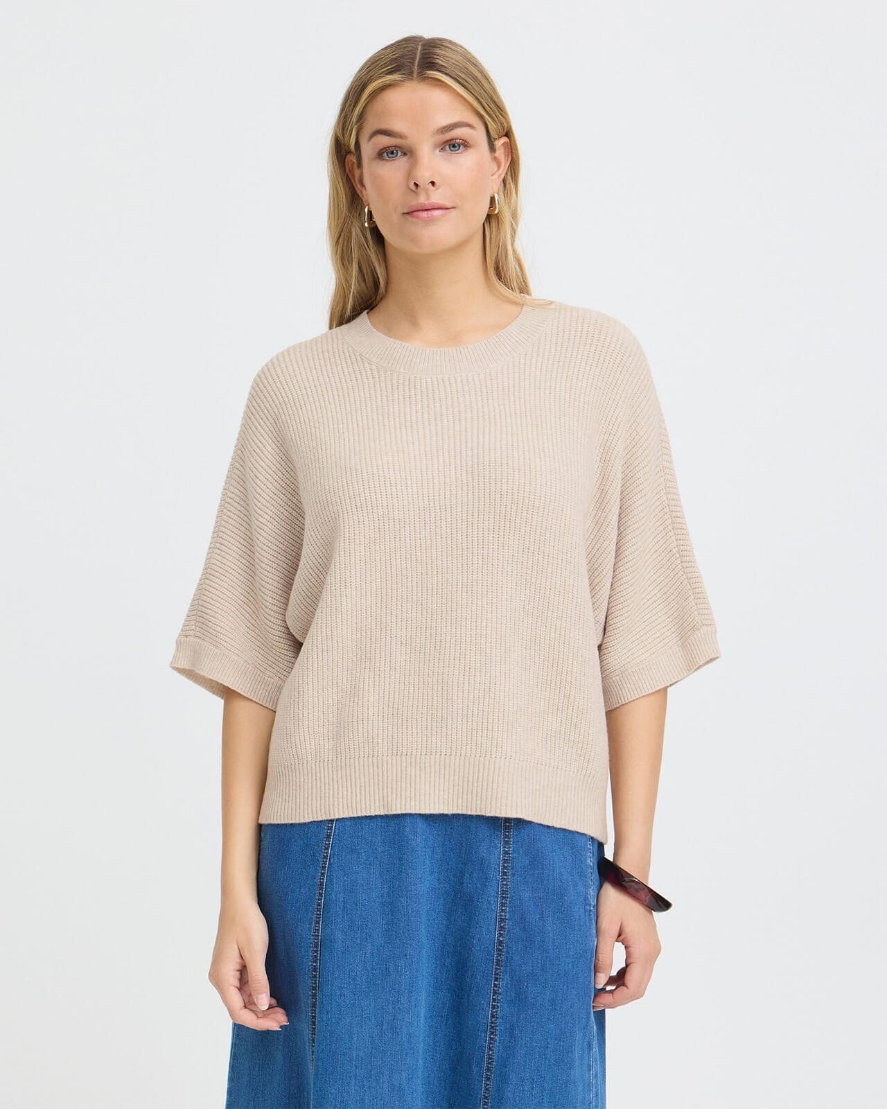 Fransa Strikket Topp Bitte, S, Fransa Topp Beige S