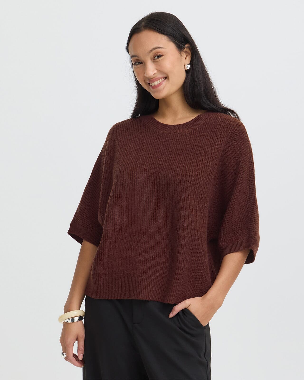 Fransa Strikket Topp Bitte, XL, Fransa Topp Burgunder XL