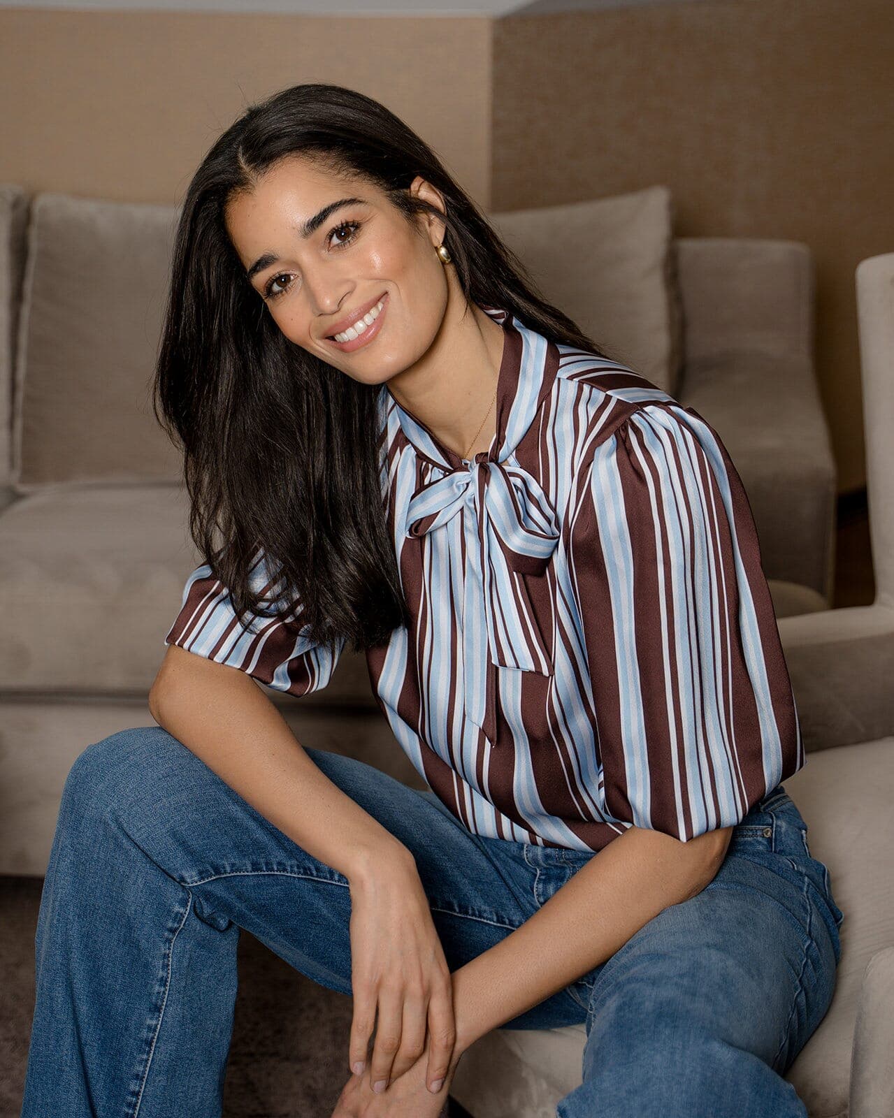 FLOYD Topp Corina Striped, XS, FLOYD Topp Blå XS