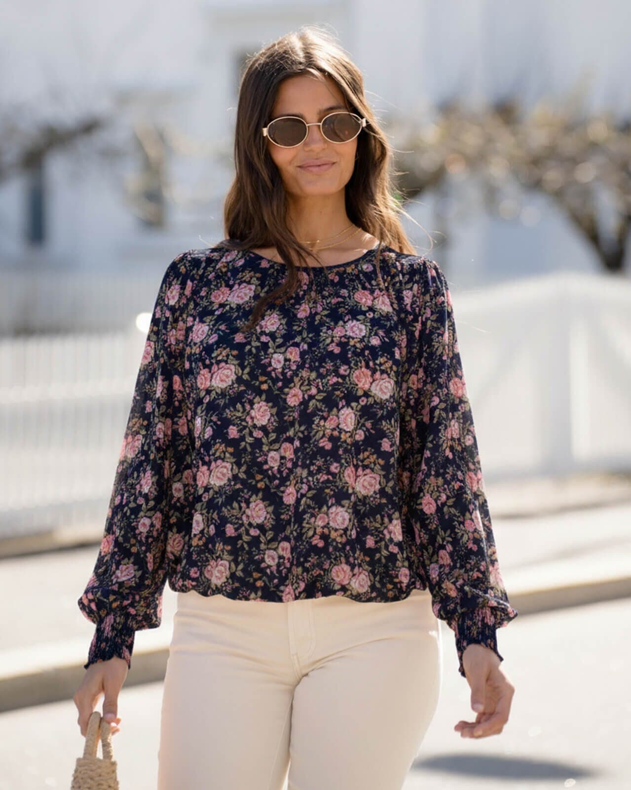 FLOYD Bluse Marita Roses, L, FLOYD Bluse Blå L