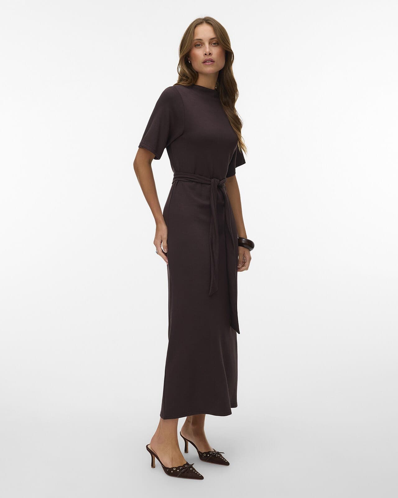 VERO MODA Midikjole Hali, M, VERO MODA Kjole Brun M