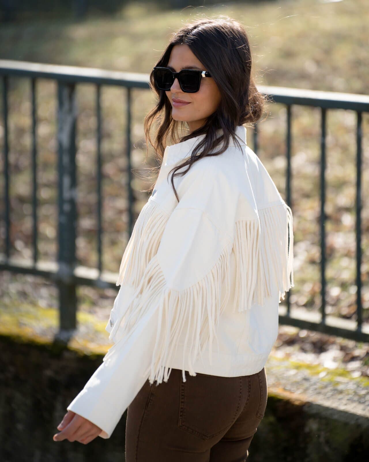 Y.A.S Denimjakke Aiko Fringe, 40, Y.A.S Jakke Beige 40