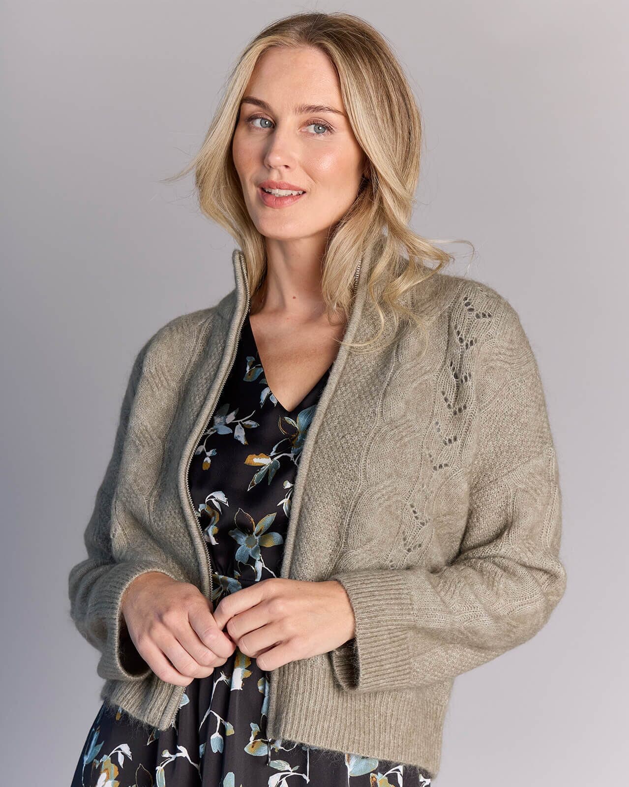 SELECTED FEMME Cardigan Vera Zip Ullmiks, S, SELECTED FEMME Cardigan Grønn S