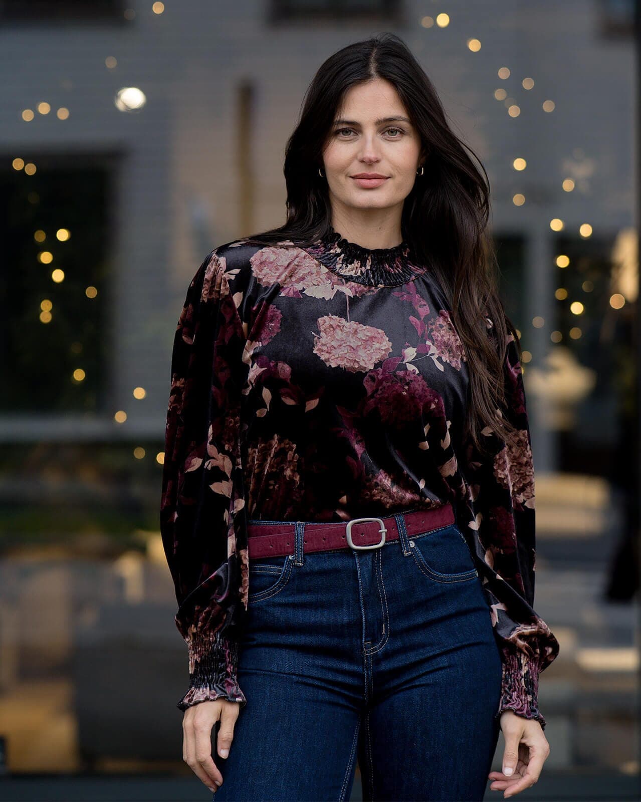 FLOYD Bluse Juliet Gardena Velvet, L, FLOYD Bluse Svart L