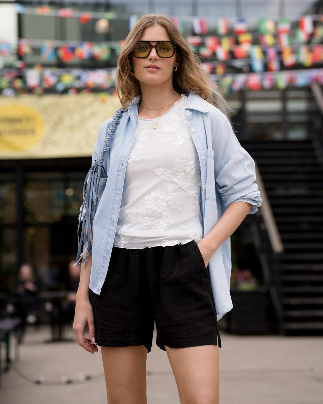 FLOYD Denimskjorte Aliah Stripe, XL, FLOYD Skjorte Blå XL