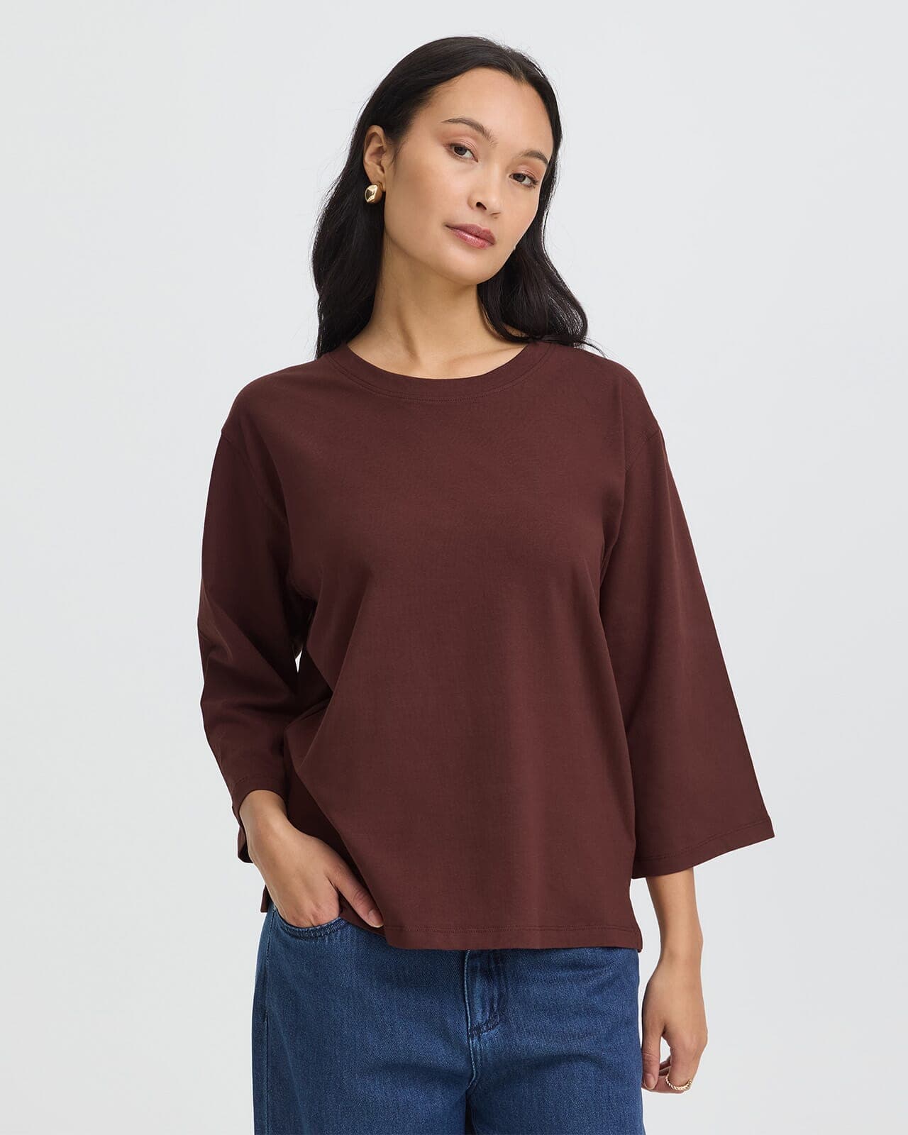 Fransa Topp Zashoulder TEE9, XXL, Fransa Topp Brun XXL