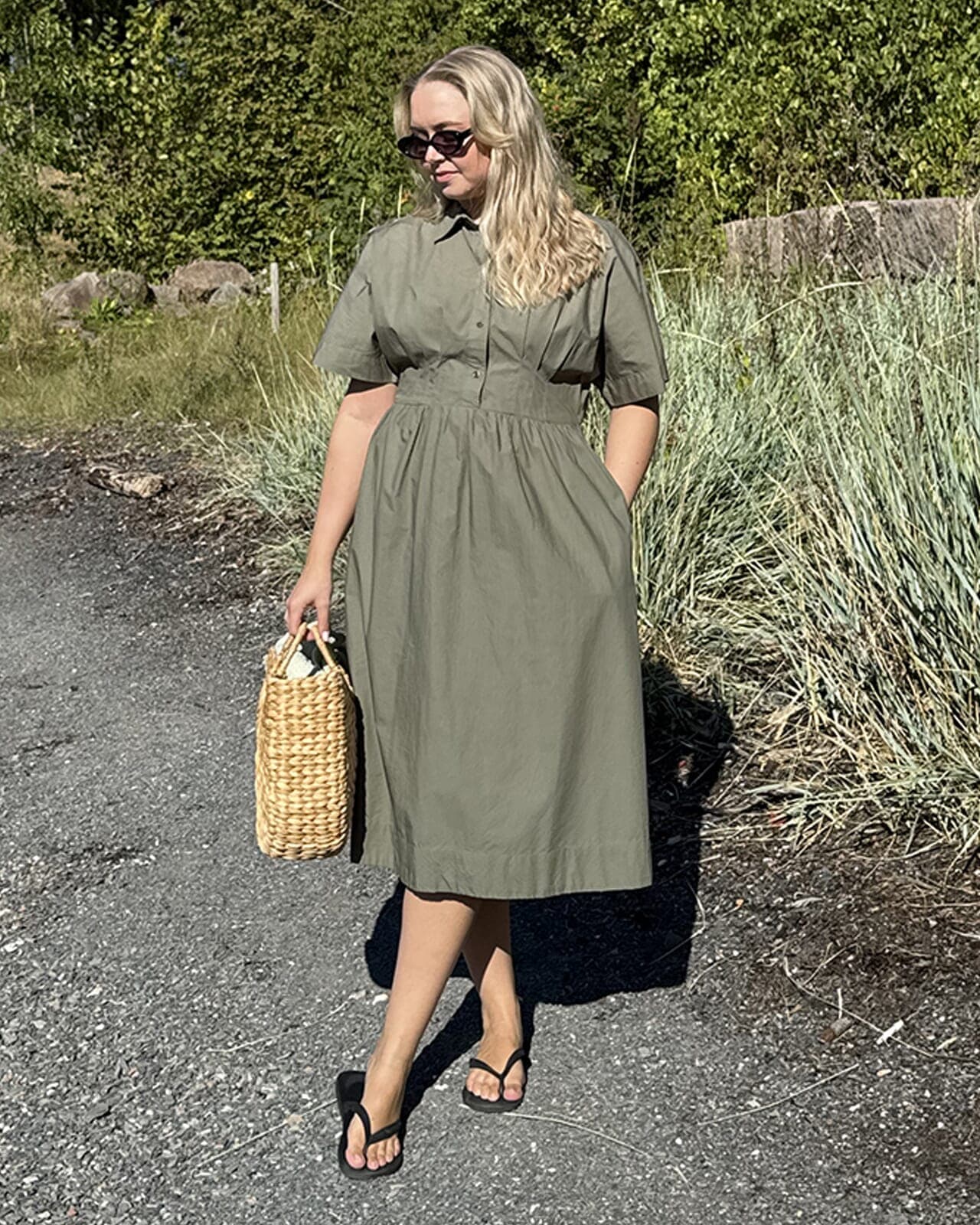 VERO MODA Midikjole Barbara SS, L, VERO MODA Kjole Grønn L