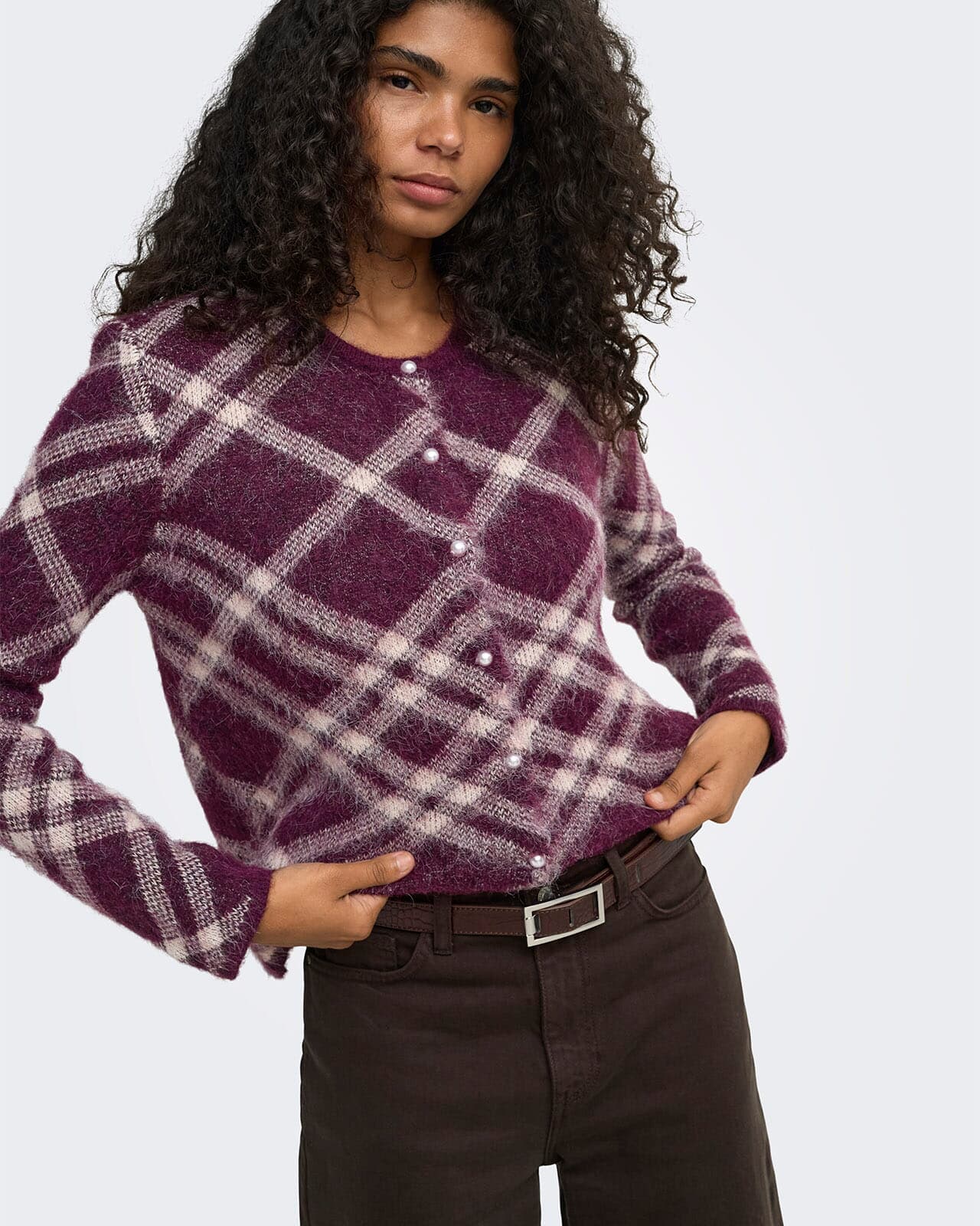 ONLY Strikket Cardigan Noeme, XS, ONLY Cardigan Burgunder XS