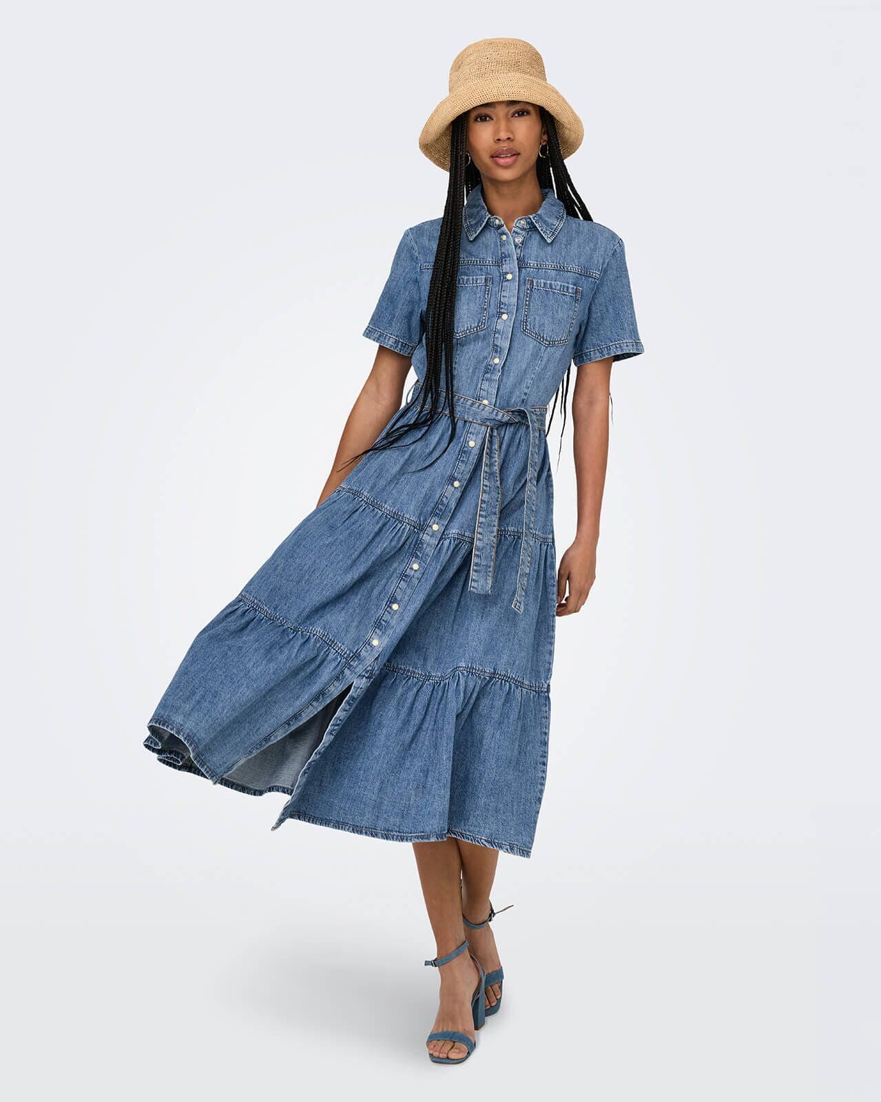 ONLY Midikjole Aliyah Denim, M, ONLY Kjole Blå M
