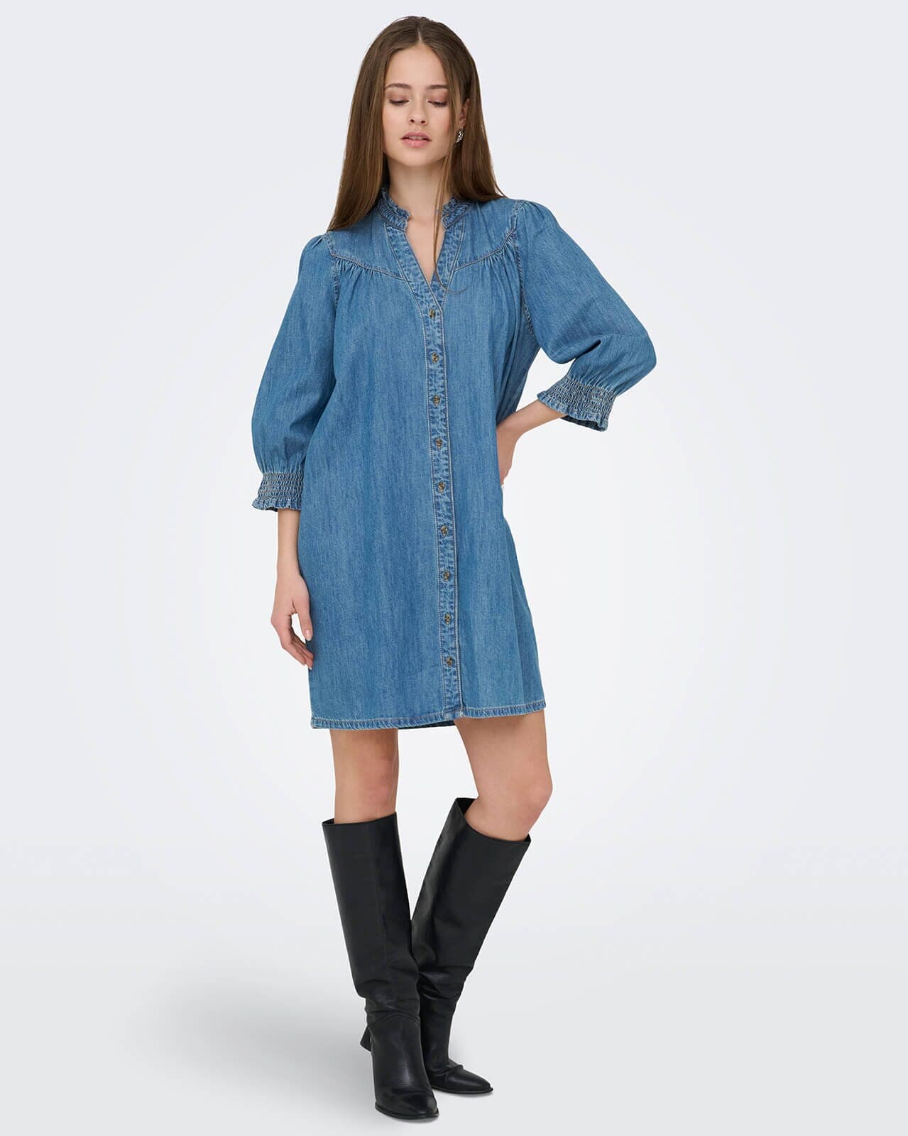 ONLY Denimkjole Raya 3/4, M, ONLY Kjole Blå M