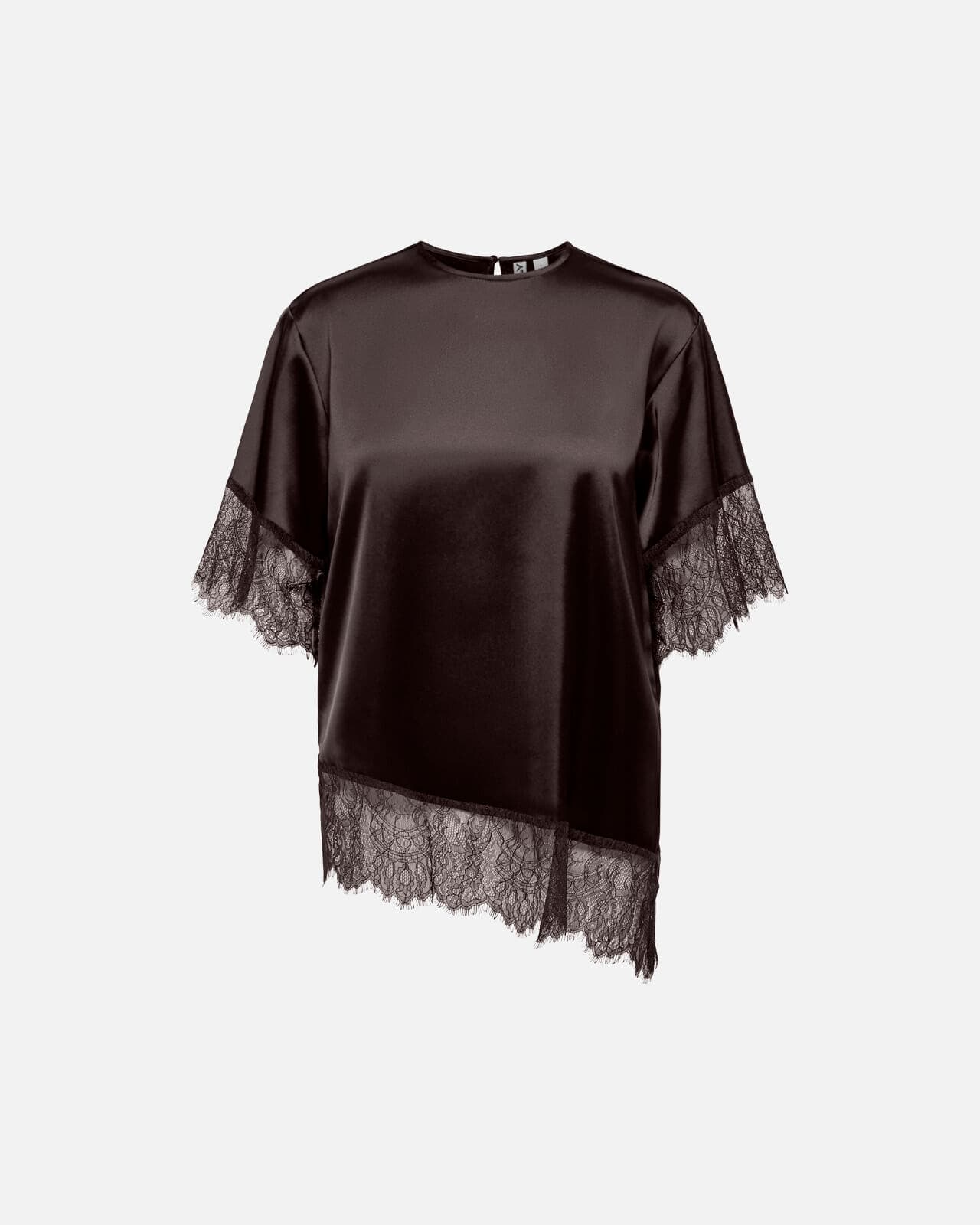 ONLY Topp Donna Satin Lace, L, ONLY Topp Brun L