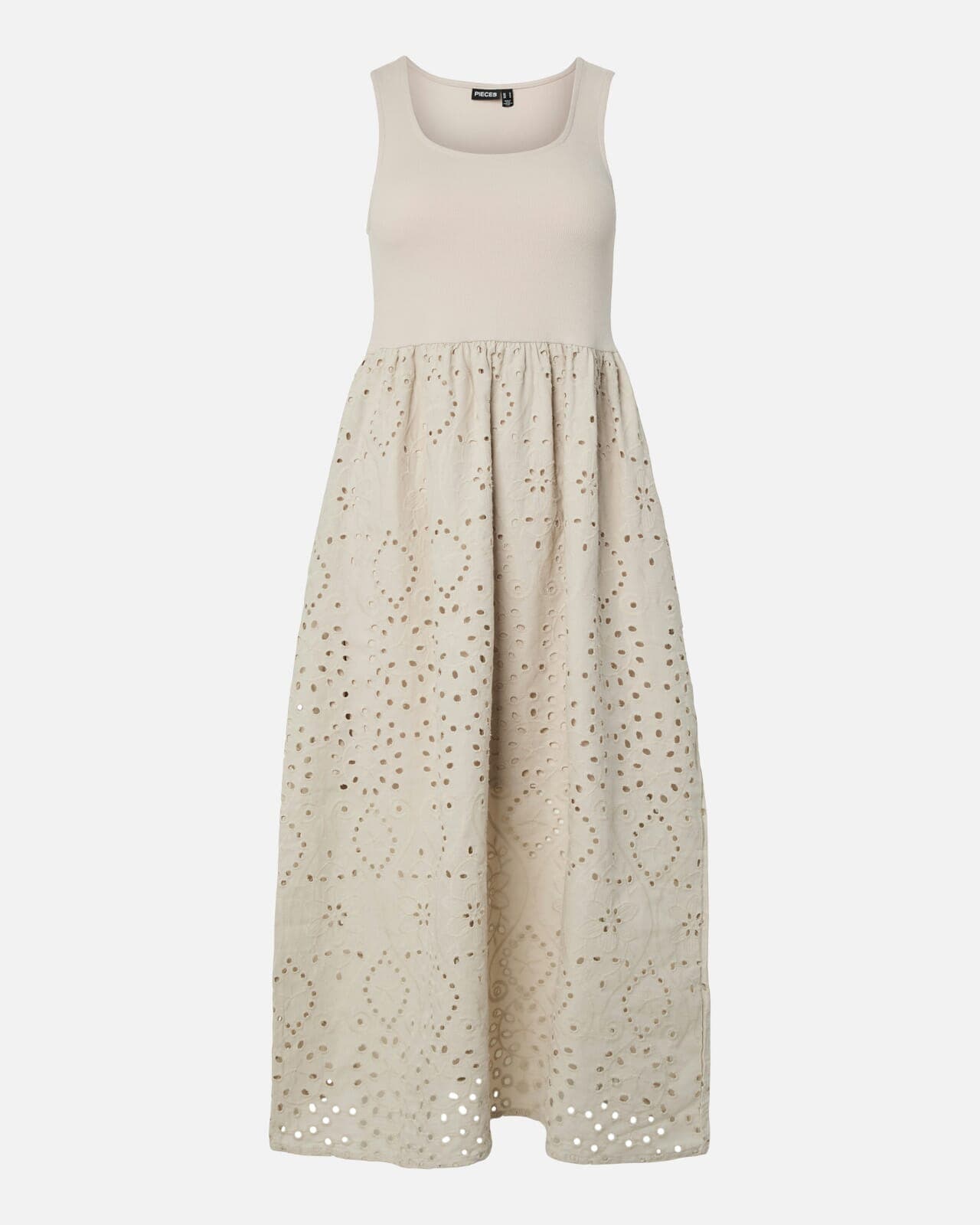 PIECES Midikjole Dulla, S, PIECES Kjole Beige S