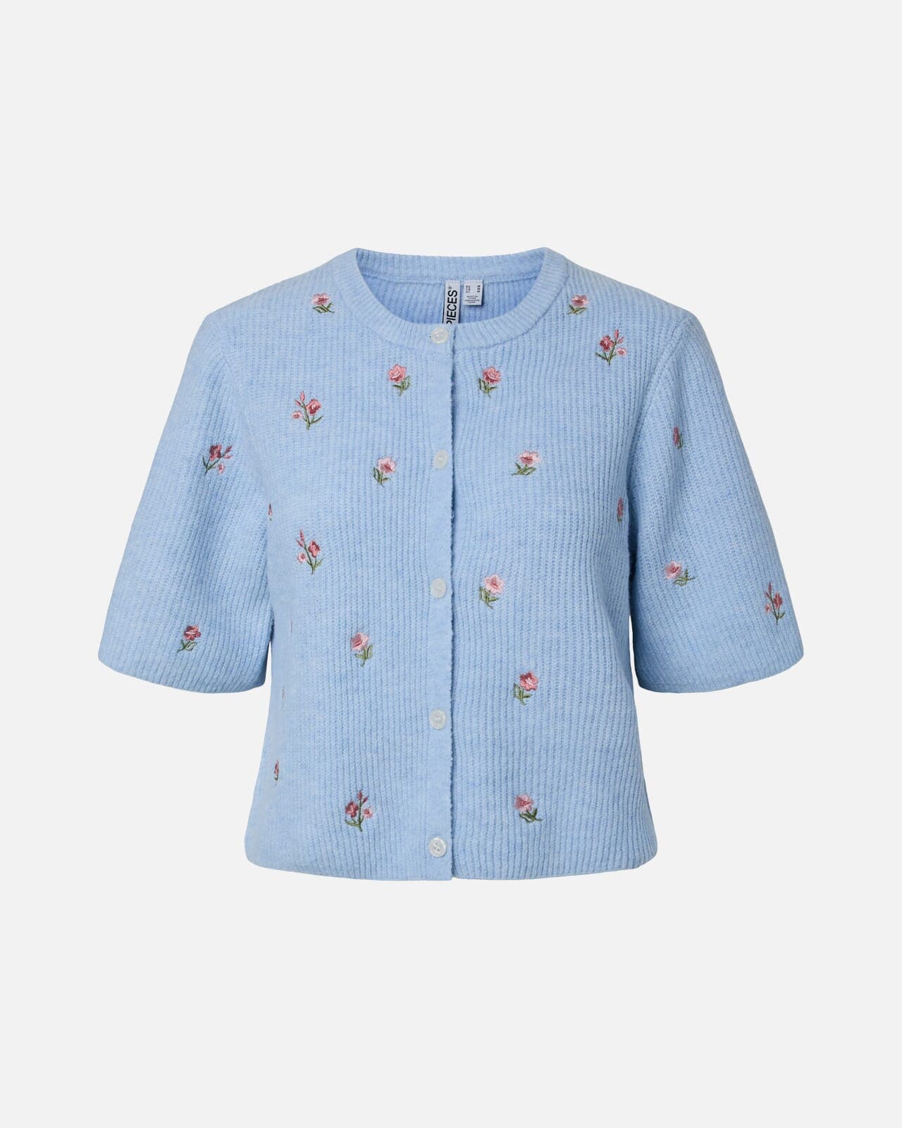 PIECES Strikket Cardigan Silly SS Emb, S, PIECES Cardigan Blå S