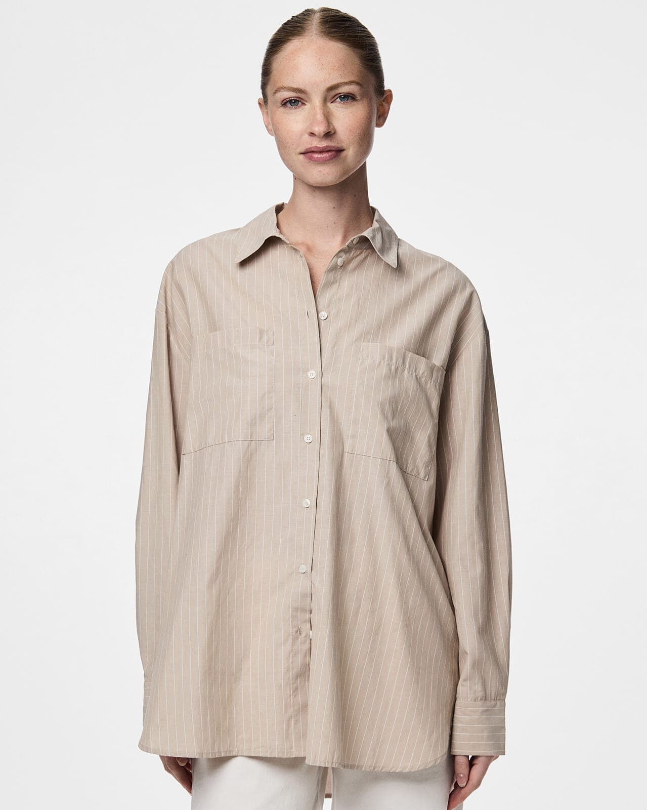 PIECES Skjorte Melia Loose, XS, PIECES Skjorte Beige XS