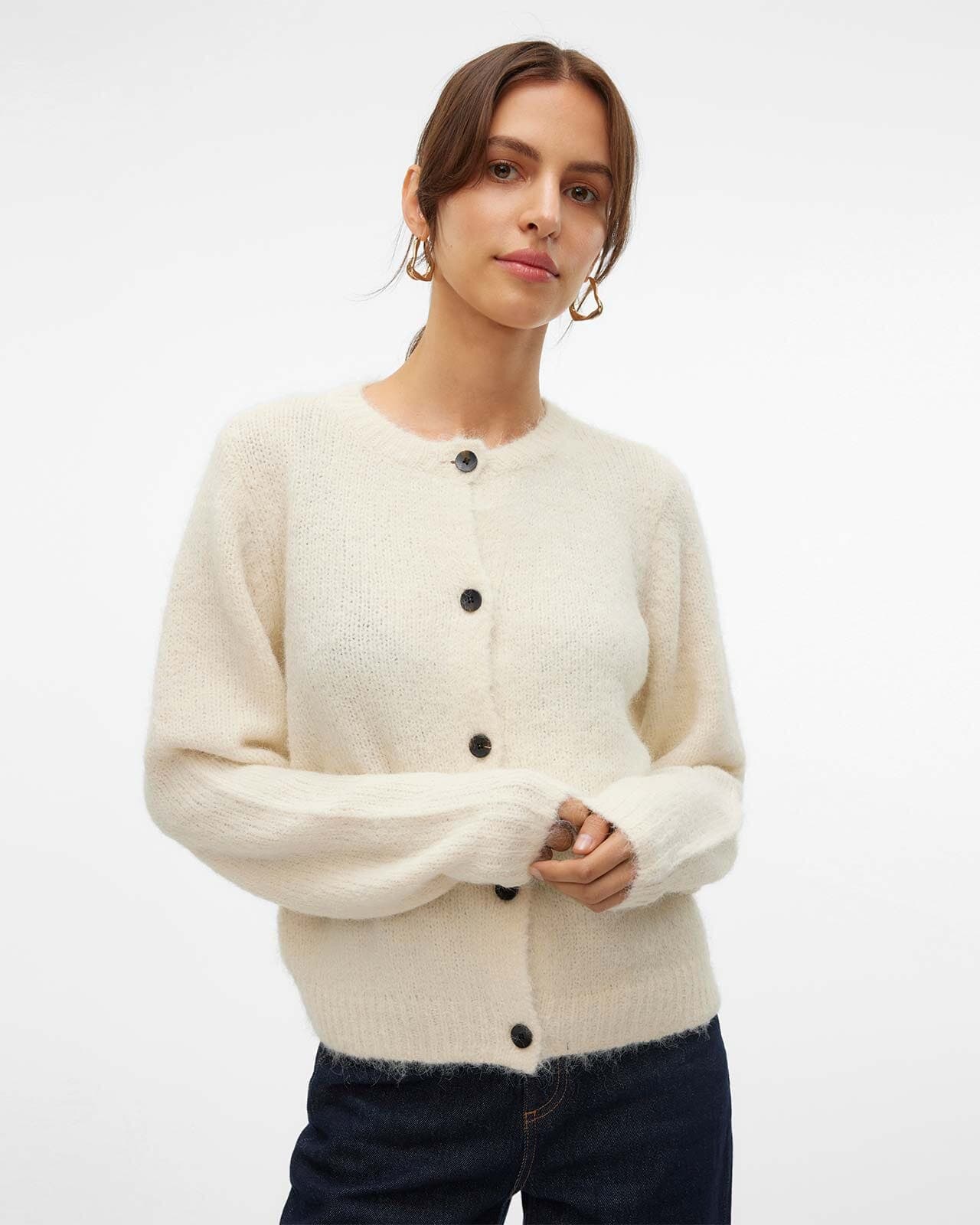 VERO MODA Strikket Cardigan Novah, M, VERO MODA Cardigan Hvit M