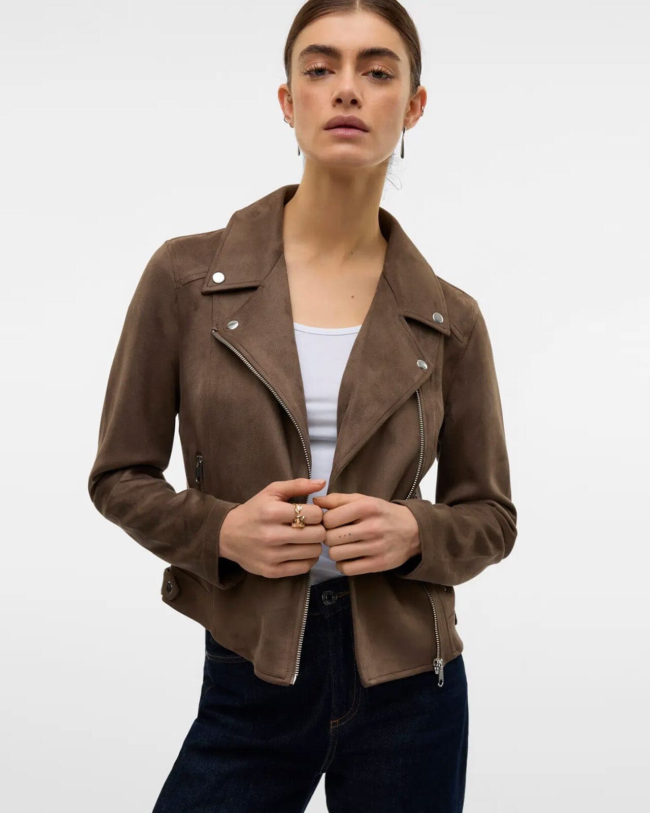 VERO MODA Jakke Jose Faux Suede, S, VERO MODA Jakke Brun S