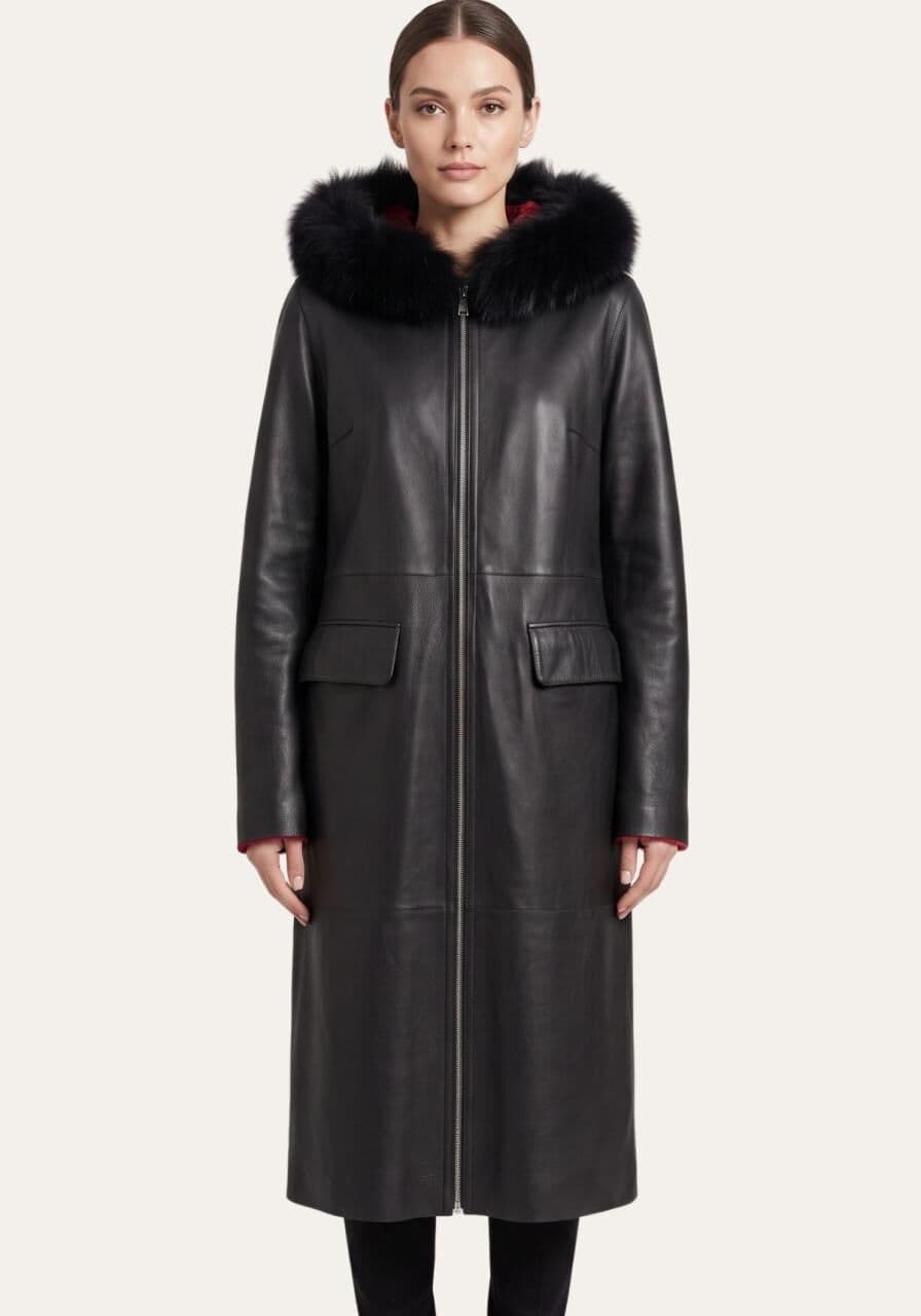 Shearling Lammfell Wendemantel - Zwei Looks in Schwarz un... - Größe: XL