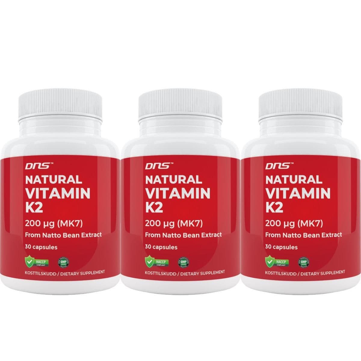 3-pack Natural Vitamin K2 fra Natto (MK7) - 3 x 30 kapsler