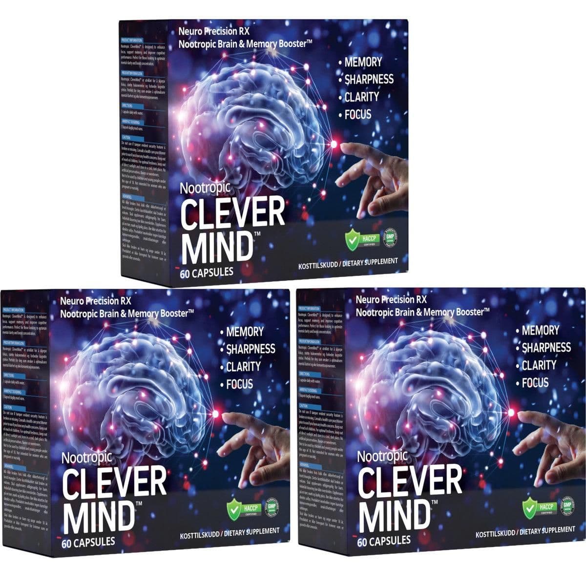 3-pack Nootropic Clever Mind™ - 3 x 60 kapsler