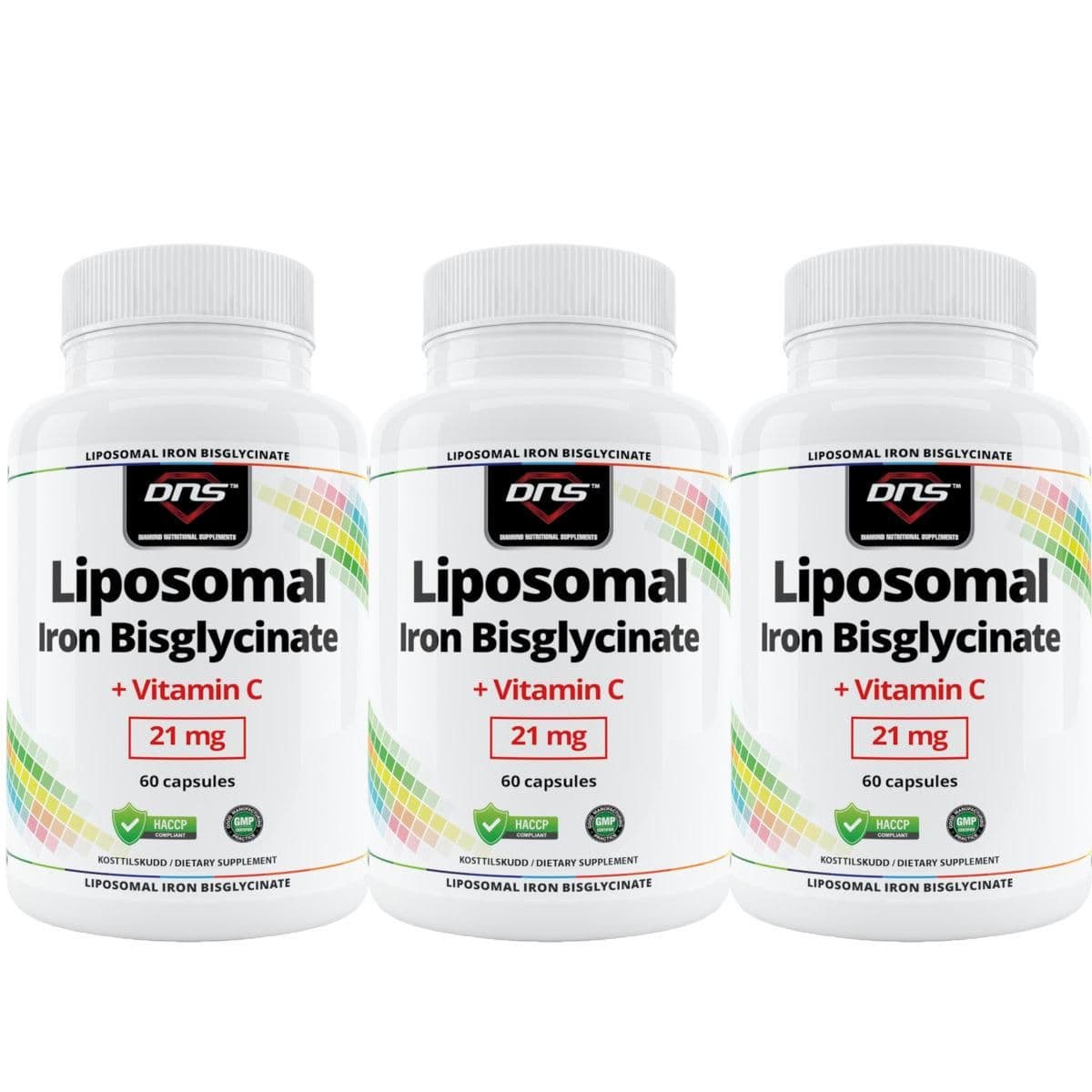 3-pack Liposomal Iron Bisglycinate + Vitamin C - 3 x 60 kapsler