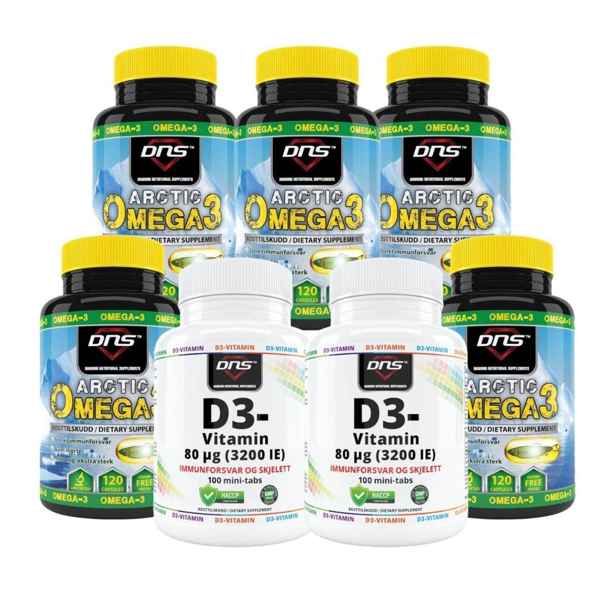 Omega-3 og Vitamin D3 Pakken - 200 dagers forbruk!