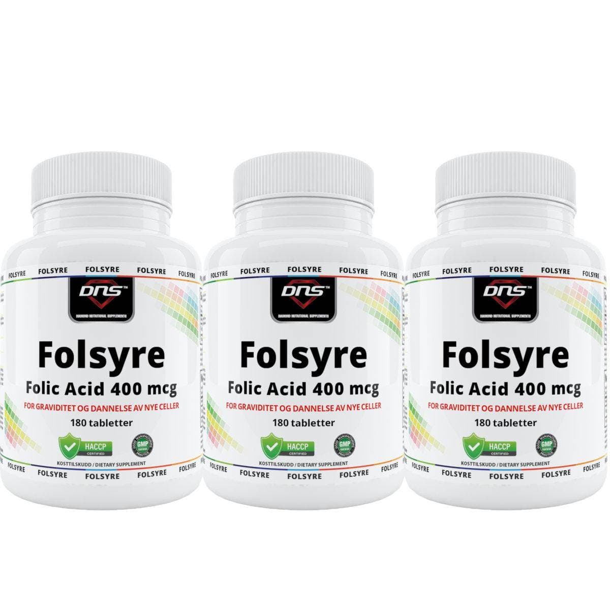 3-pack Folsyre (vitamin B9) - 400 mcg - 3 x 180 tabs