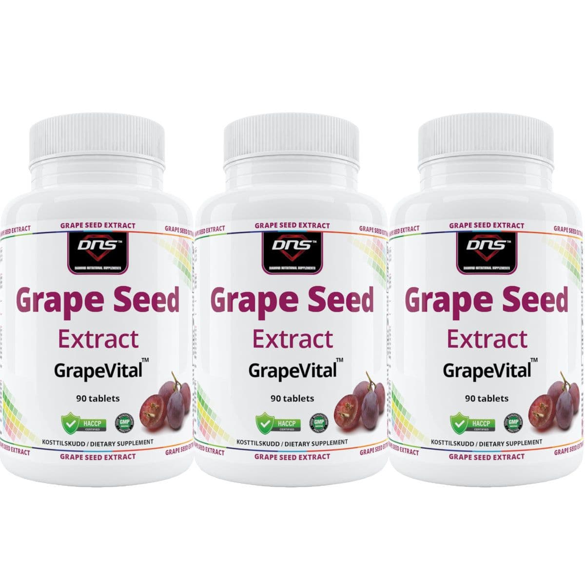 3-pack Grape Seed Extract - Rødvinsdrue-ekstrakt - 3 x 90 tabletter