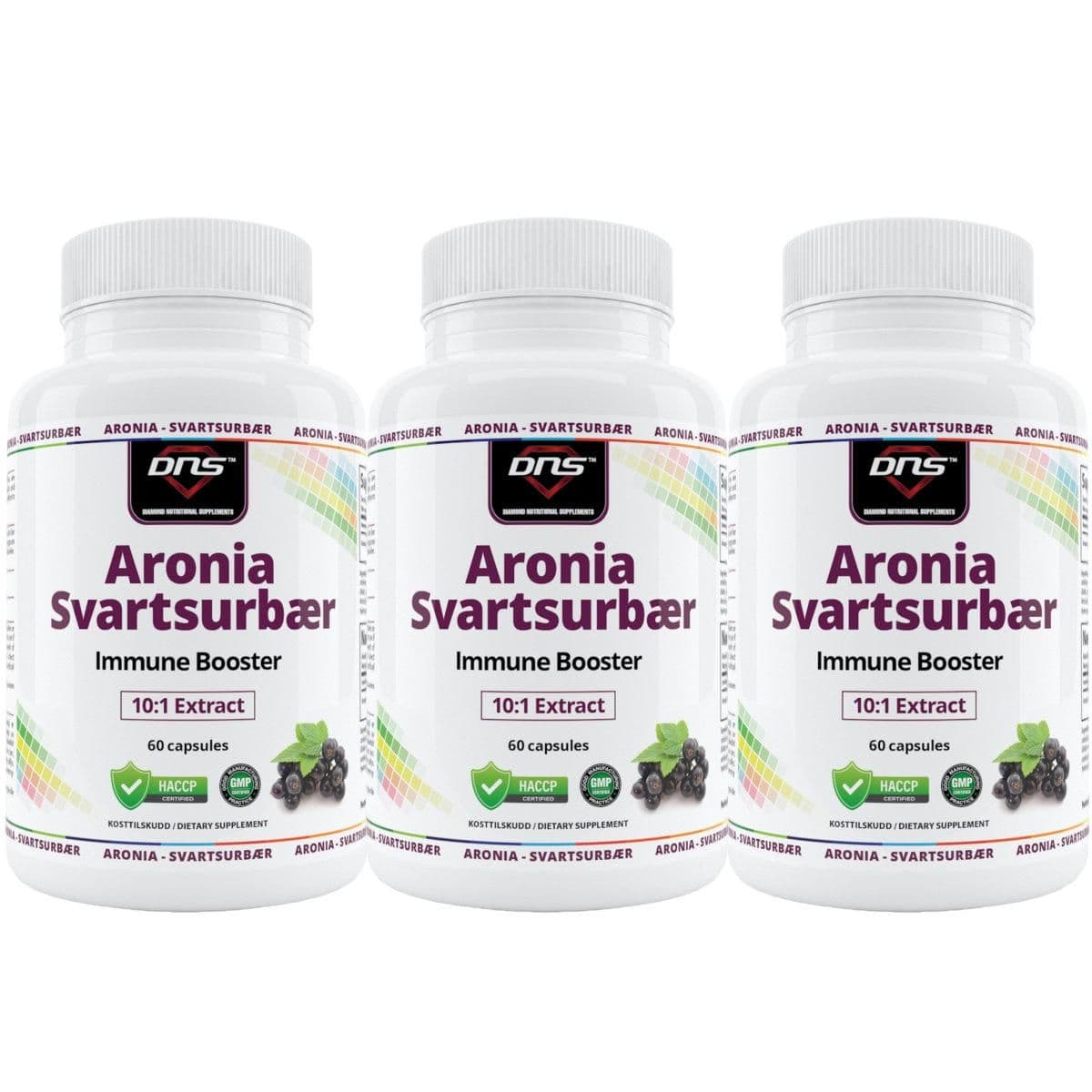 3-pack Aronia Svartsurbær - 3 x 60 kapsler