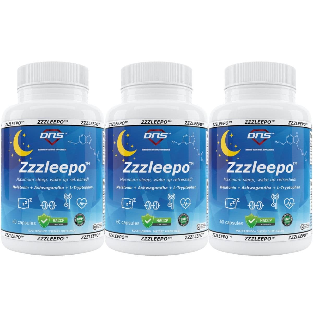 3-pack Zzzleepo - 3 x 60 kapsler - Raskere og dypere søvn