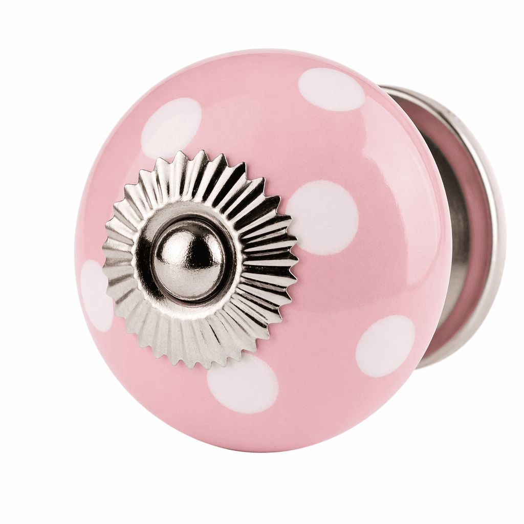 Prikkete knopp, rosa med hvite prikker