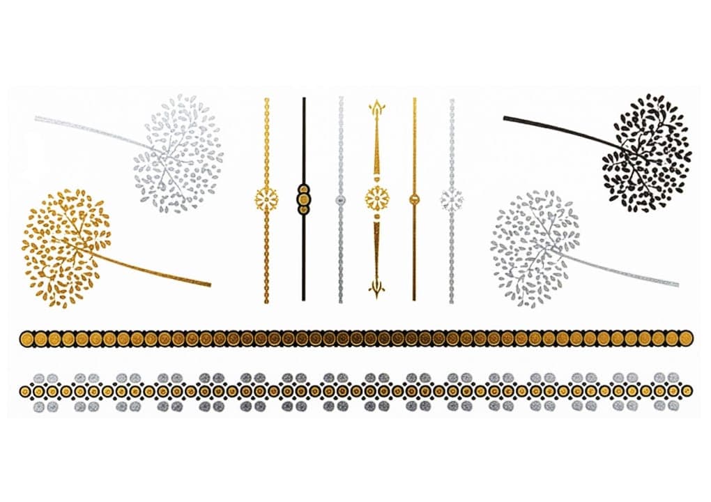 Silver Foil Temporary Tattoos A6