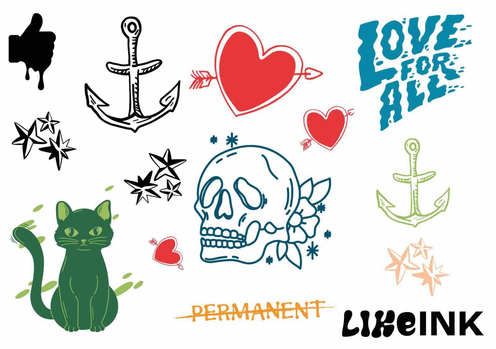Temporary Tattoo Sheet – Classic Like Ink Style