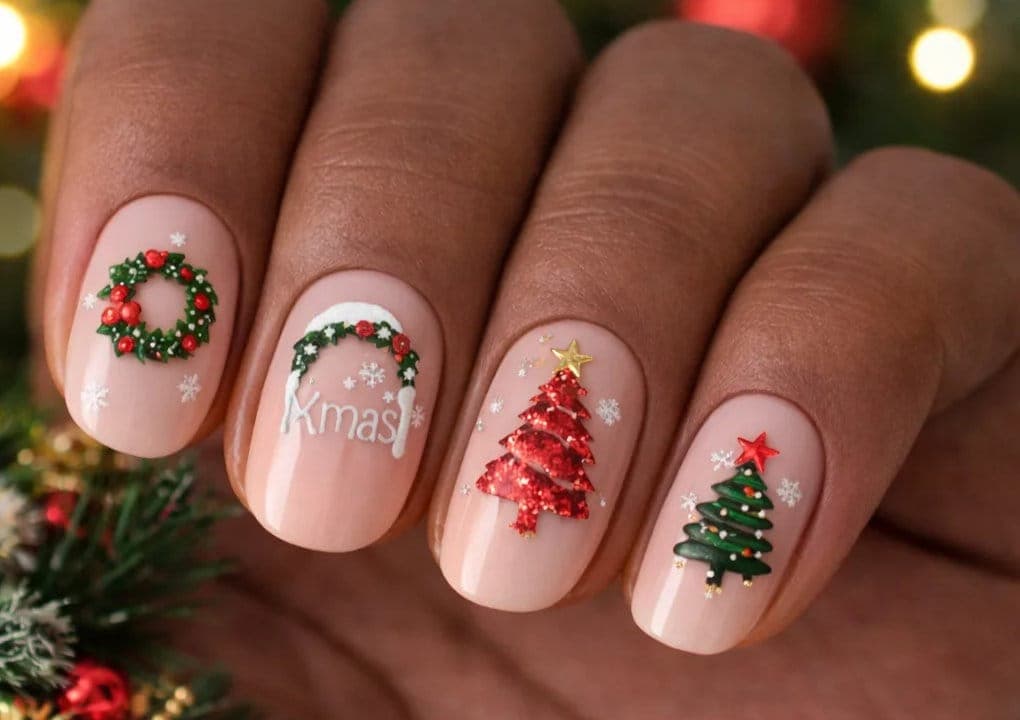 Christmas Tree & Mistletoe Nail Stickers
