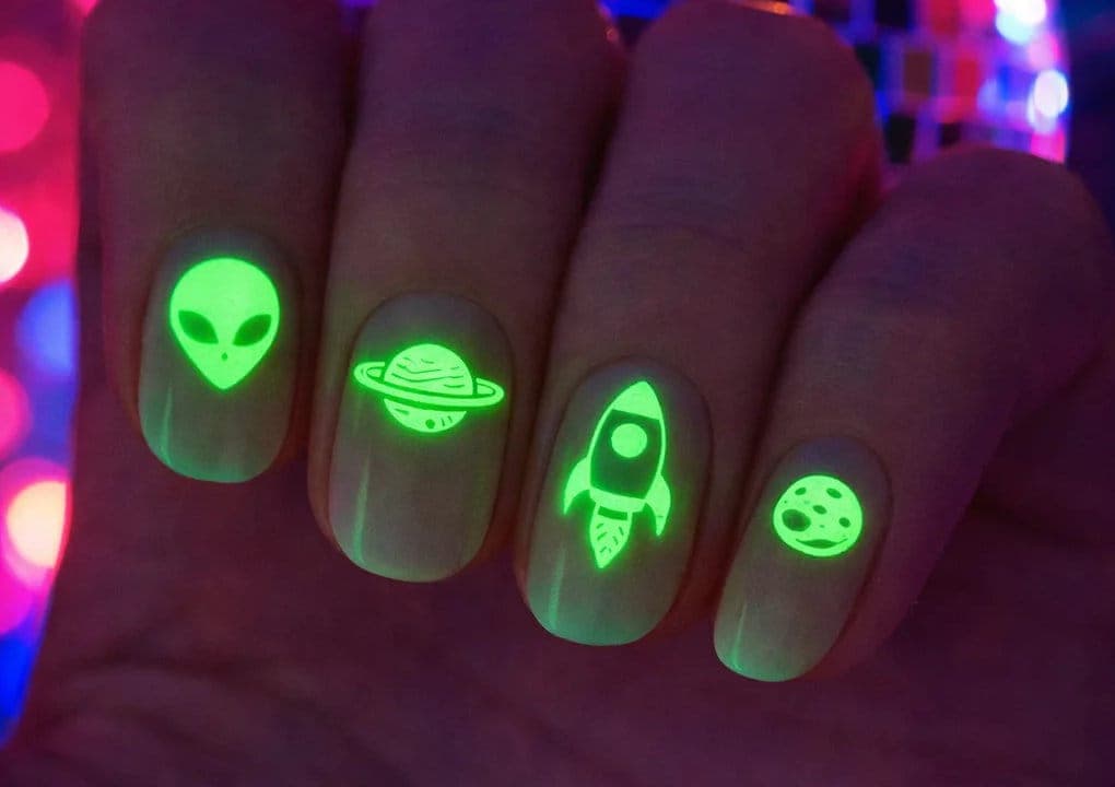Glow in the Dark Space Nail Stickers